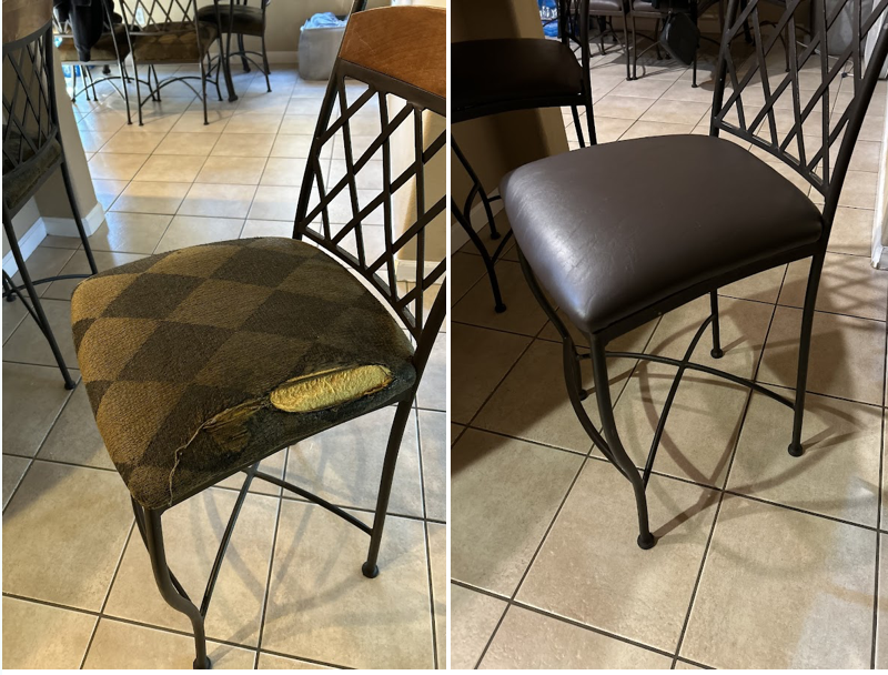 Iron Barstool Reupholstery